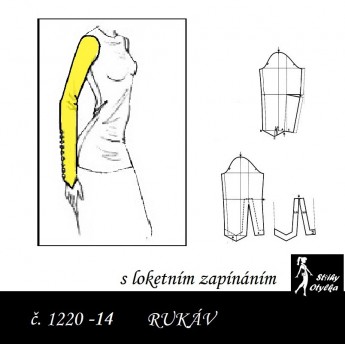 RUKÁV s loketním zapínáním: ŠATOVÝ, HALENKOVÝ 